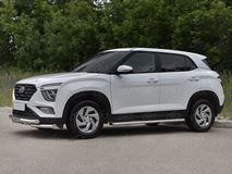 Защита переднего бампера d63 секции-d63 уголки+клыки  для Hyundai Creta 2021-