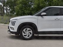 Защита переднего бампера d63 секции-d63 уголки+клыки  для Hyundai Creta 2021-