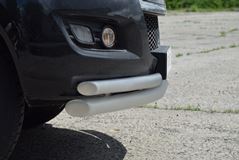 Защита переднего бампера двойная с углами Ø63/51 мм (ППК) на HAVAL H5 2020- Серебристый 