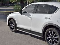 Пороги труба d42 с листом (Лист алюм, проф. нерж) (вариант 1) для Mazda CX-5 2017- 