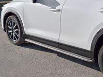 Пороги труба d42 с листом (Лист нерж, проф. нерж) (вариант 3) для MAZDA CX-5 2017- 
