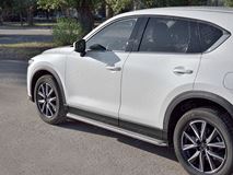 Пороги труба d42 с листом (Лист нерж, проф. нерж) (вариант 3) для MAZDA CX-5 2017- 