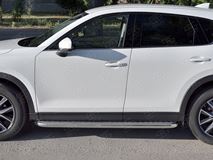 Пороги труба d63 с листом (лист алюм, проф. нерж) (вариант 1) для MAZDA CX-5 2017- 