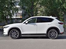 Пороги труба d63 с листом (лист алюм, проф. нерж) (вариант 1) для MAZDA CX-5 2017- 
