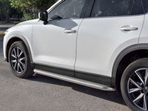 Пороги труба d63 с листом (Лист нерж, проф. нерж) (вариант 3) для MAZDA CX-5 2017-