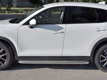 Пороги труба d63 с листом (Лист нерж, проф. нерж) (вариант 3) для MAZDA CX-5 2017-
