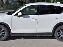 Пороги труба 75х42 овал с проступью для MAZDA CX-5 2017-