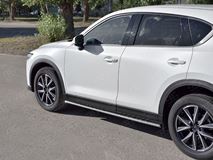 Пороги труба 75х42 овал с проступью для MAZDA CX-5 2017-