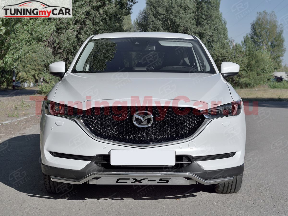 Защита переднего бампера d42 волна с надписью для MAZDA CX-5 2017-
