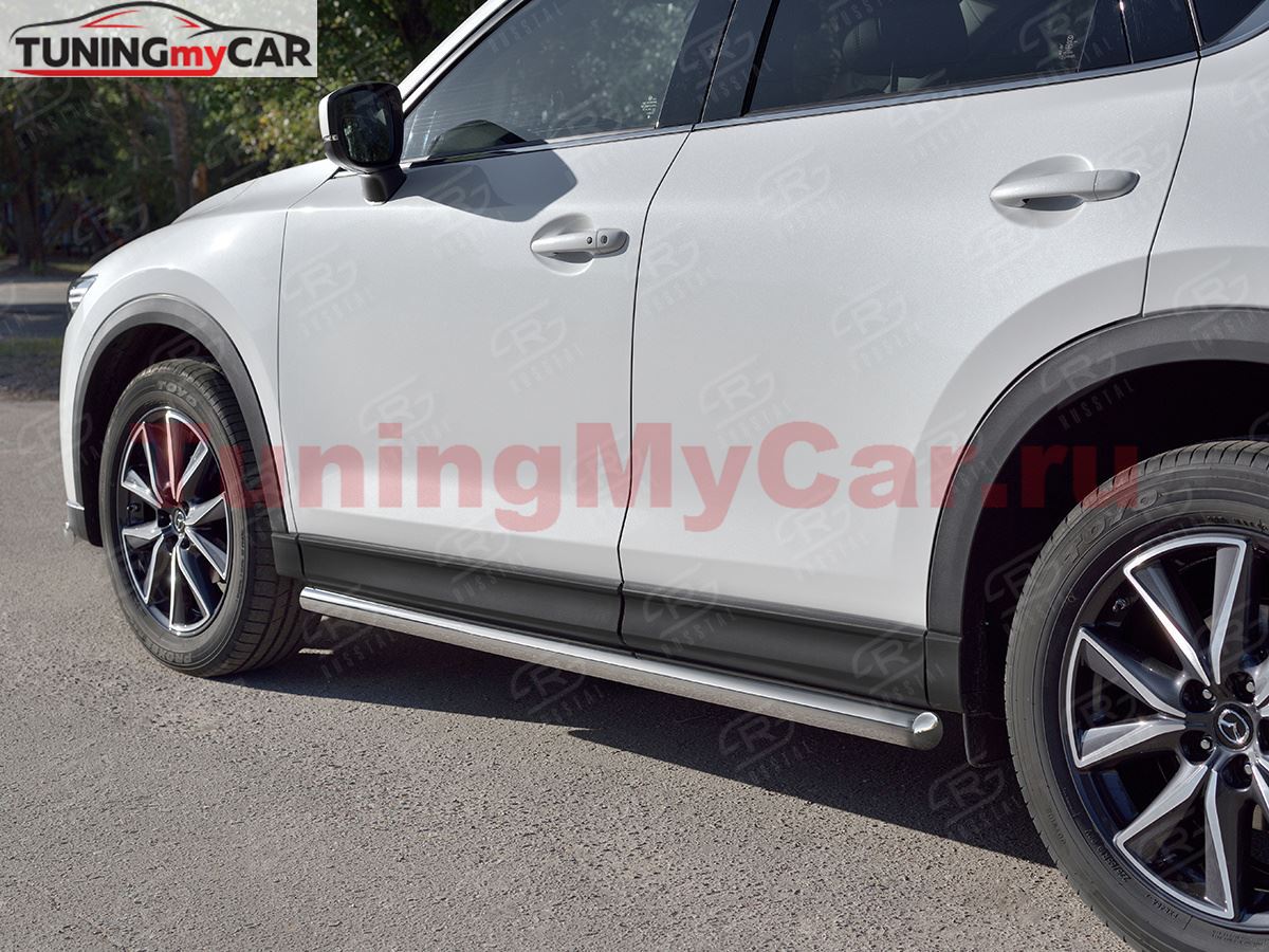 Пороги труба d63 (вариант 3) для Mazda CX-5 2017-