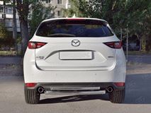 Защита заднего бампера d63 дуга d42 дуга с декором для Mazda CX-5 2017-