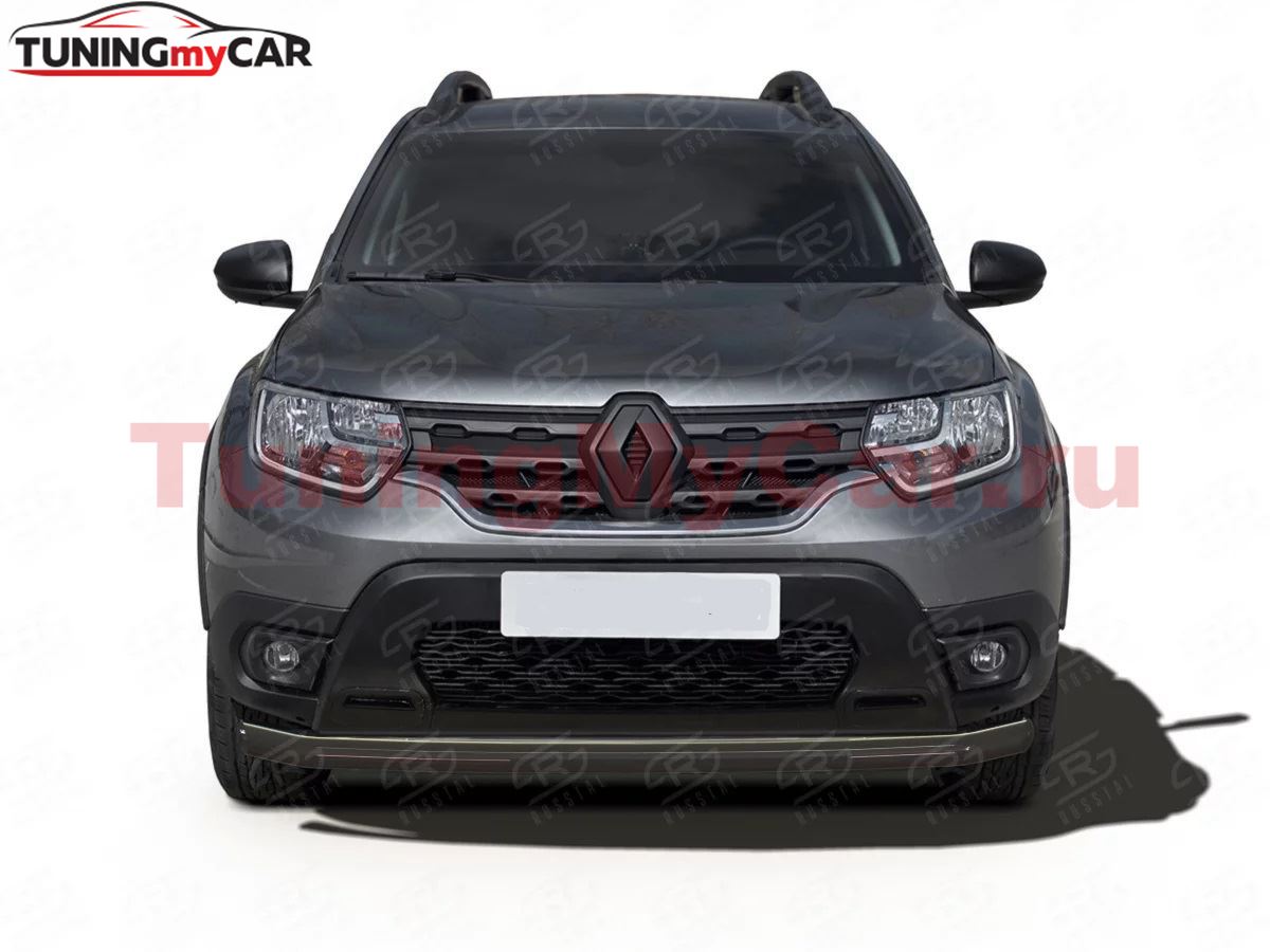 Защита переднего бампера d63 секции black для Renault Duster 2021-