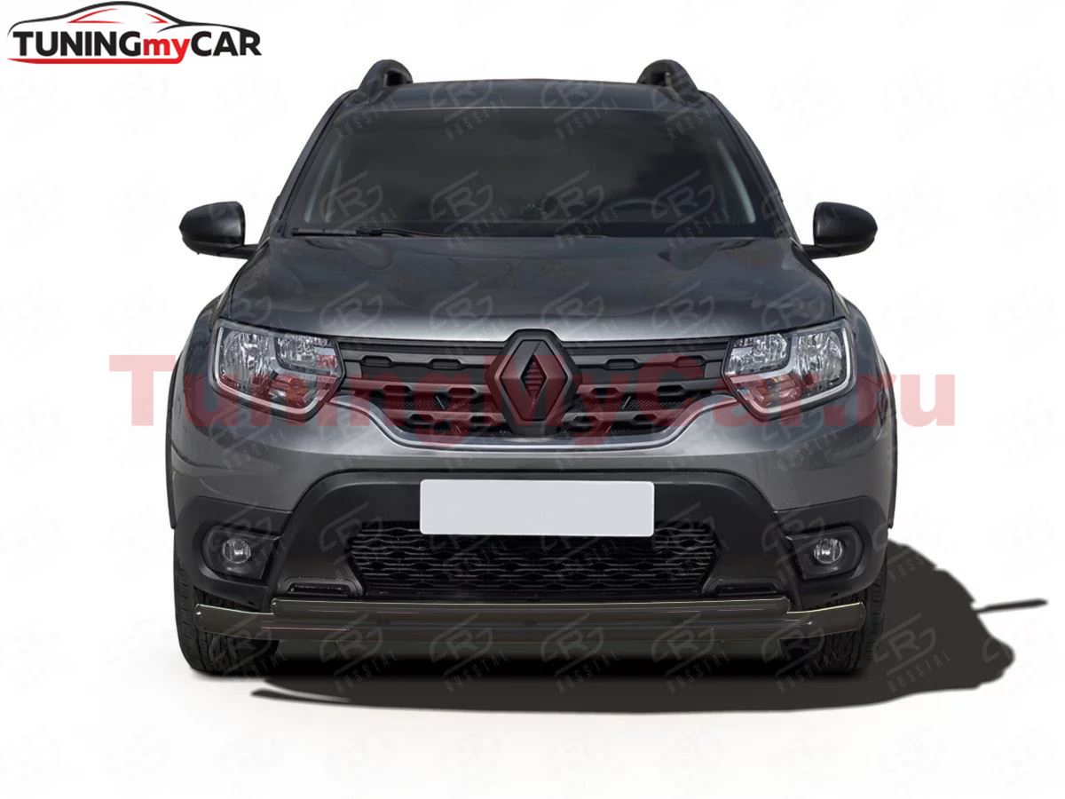 Защита переднего бампера d63 секции-d42 дуга black для Renault Duster 2021-