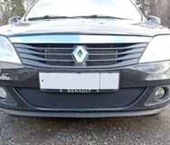 Зимняя заглушка решетки переднего бампера Renault Logan 2010-2013