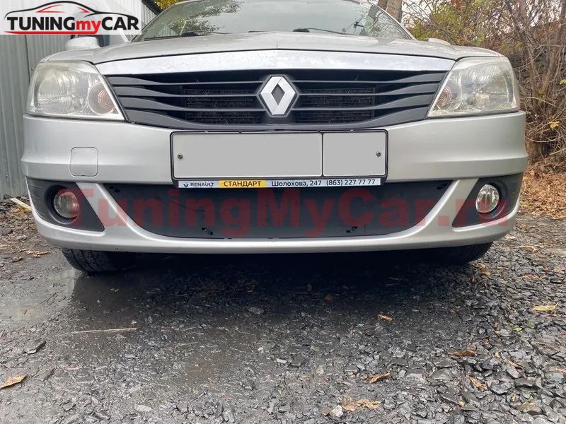 Зимняя заглушка решетки переднего бампера Renault Logan 2010-2013