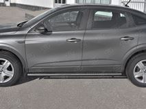 Пороги труба 75х42 овал с проступью для Renault Arkana 2019- 