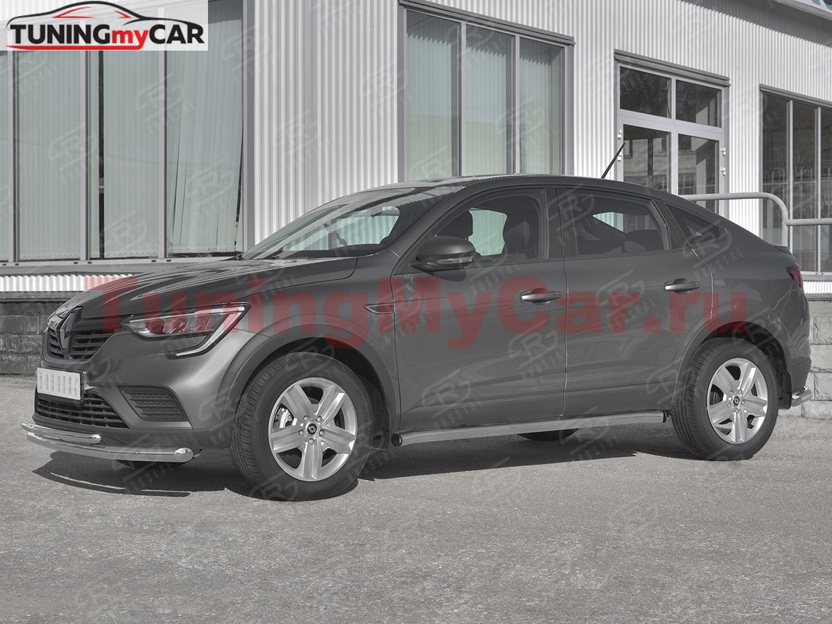 Пороги труба d63 (вариант 2) для Renault Arkana 2019-