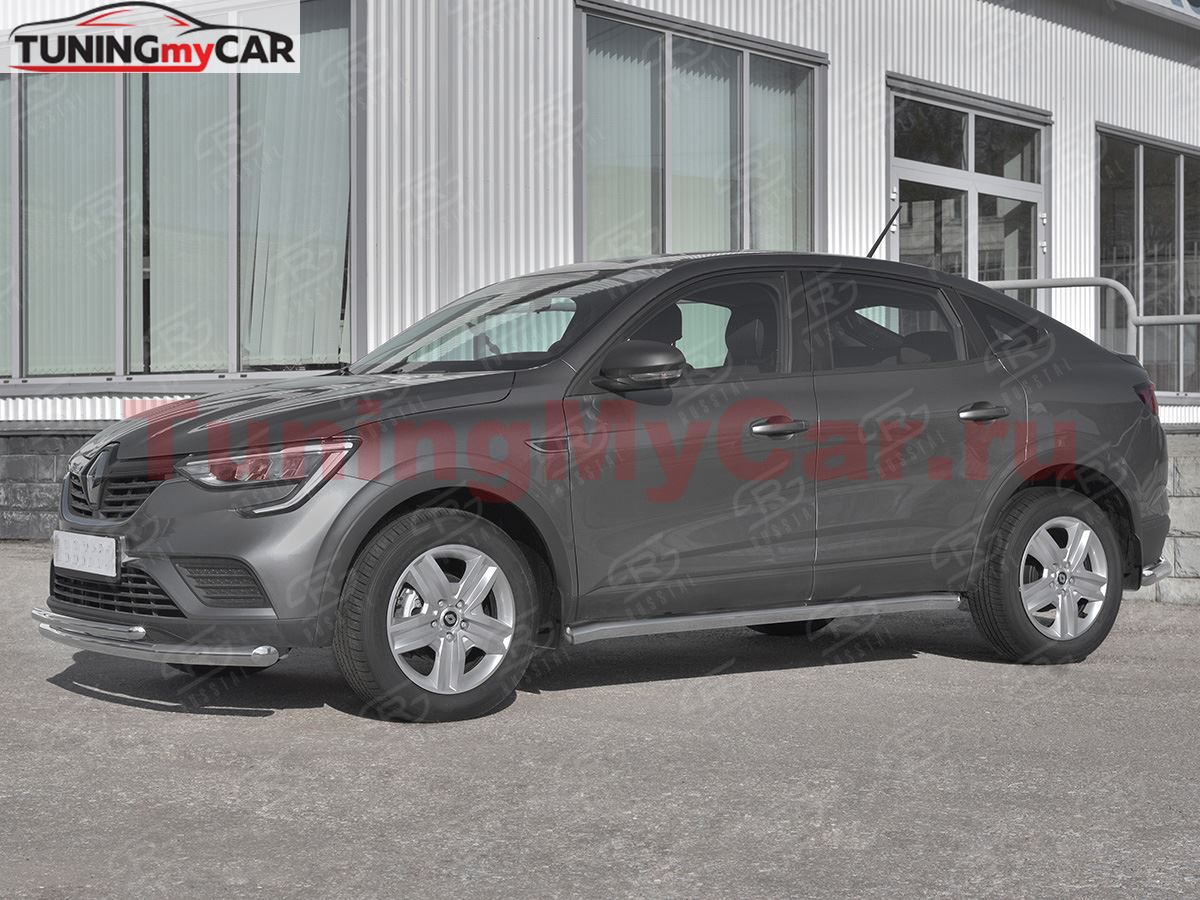 Пороги труба d63 (вариант 3) для Renault Arkana 2019-