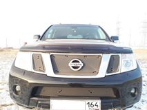 Зимняя заглушка решетки радиатора и переднего бампера Nissan Pathfinder 2011-2013 (R51 рестайлинг)