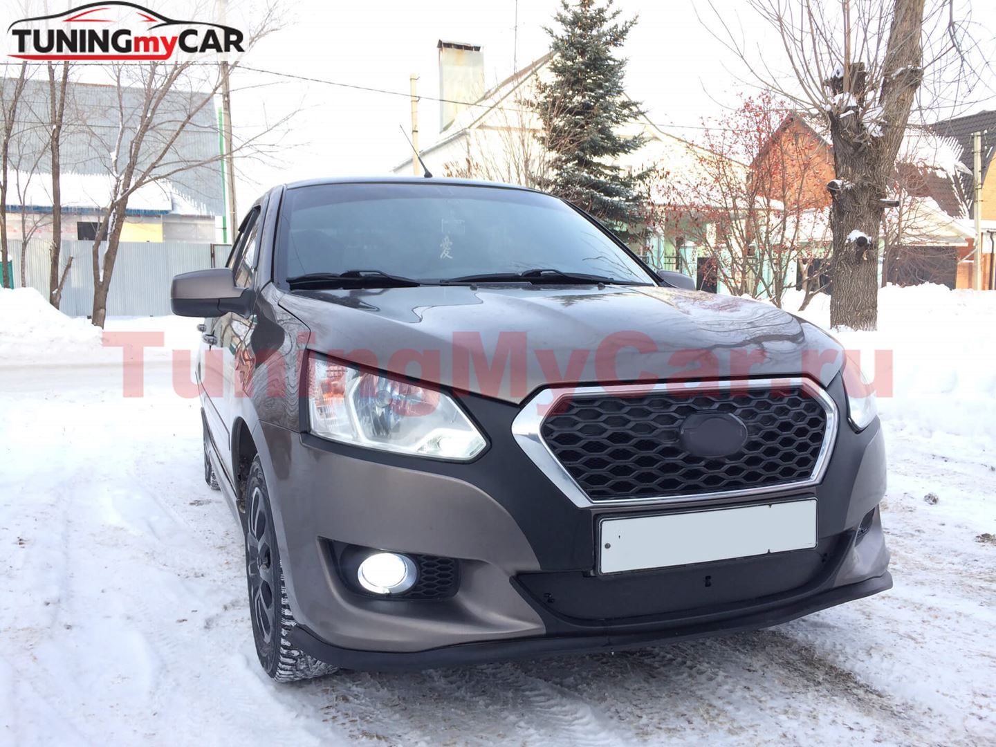 Зимняя заглушка решетки переднего бампера Datsun on-DO 2014-