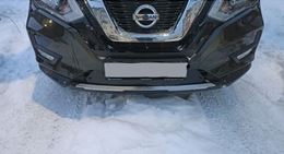 Зимняя заглушка решётки переднего бампера (БЕЗ ПАРКТРОНИКОВ) Nissan X-trail 2015-2016 (Т32)