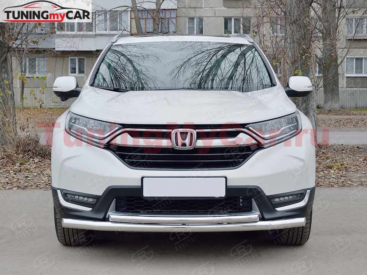 Защита переднего бампера d63 секции-d42 дуга для  Honda CR-V 2017-2020 