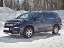 Защита переднего бампера d63 секции-d75х42 дуга для  Honda Pilot 2016-2018