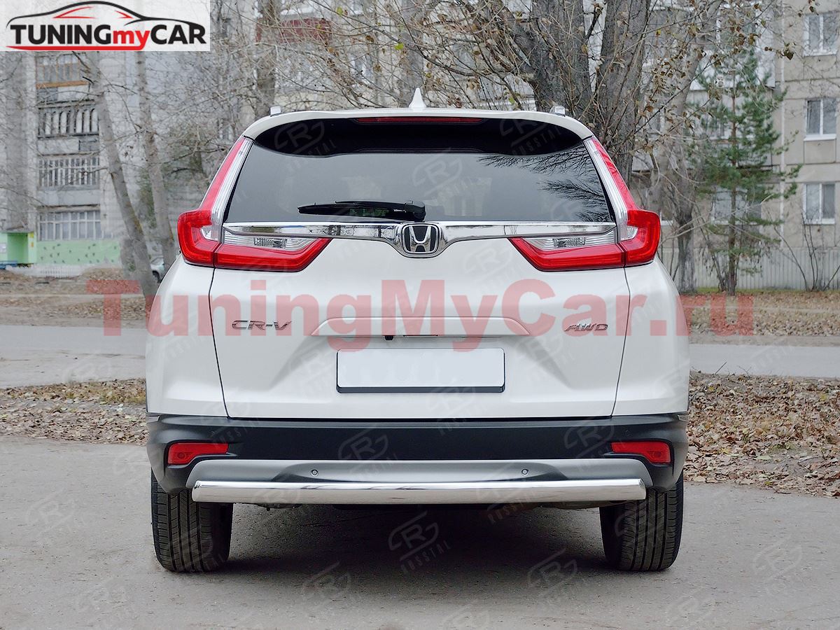 Защита заднего бампера d75х42 дуга для Honda CR-V 2017-2020