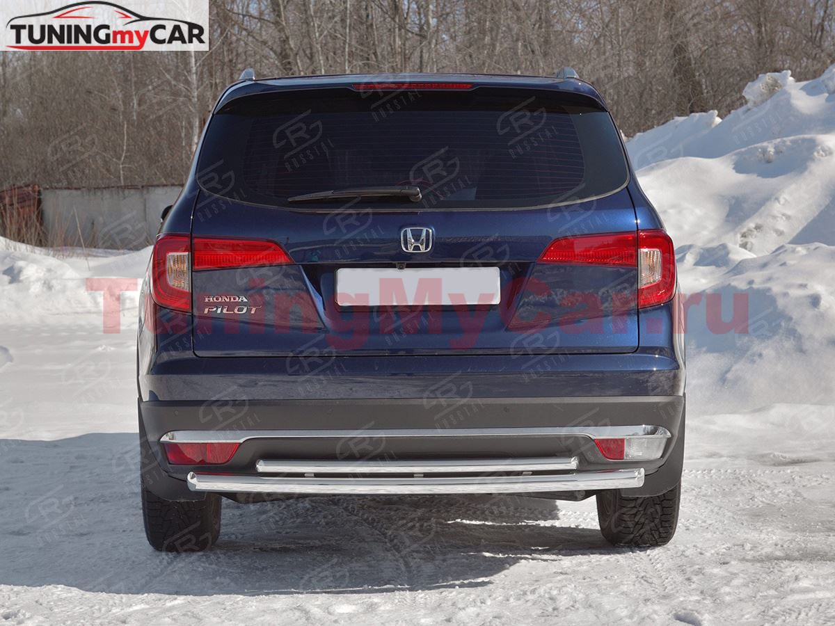Защита заднего бампера d63 дуга-d42 дуга для Honda Pilot 2016-2018