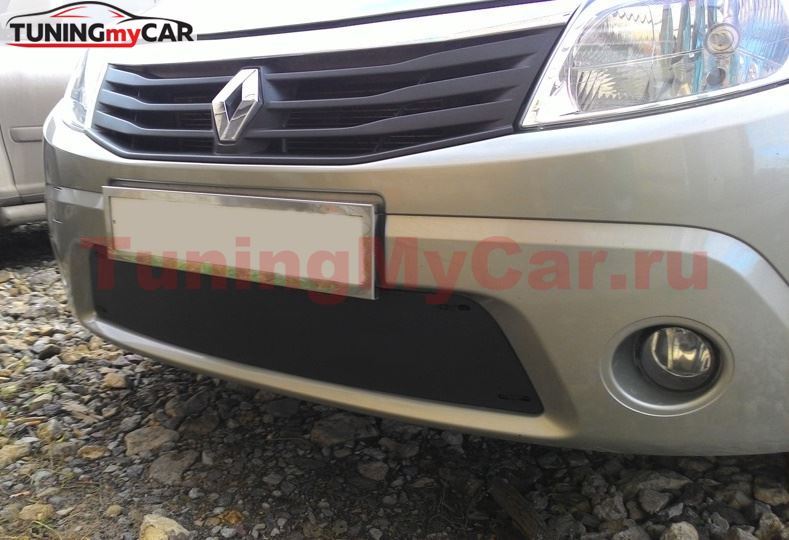 Зимняя заглушка решетки переднего бампера Renault Sandero 2009-2013