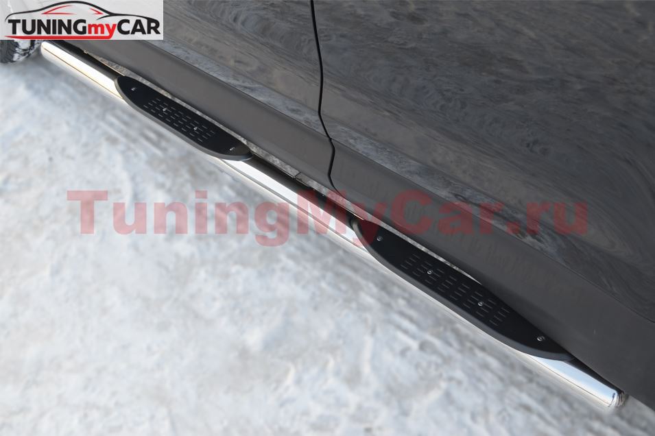 Пороги труба d76 с накладками (вариант 3) для Honda CR-V 2.0 2006-2009