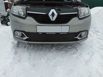 Зимняя заглушка решетки переднего бампера Renault Logan II 2014—2018. (дорестайлинг)