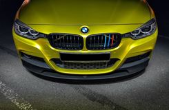 Сплиттер переднего М-бампера для BMW 3-series. Черный глянцевый