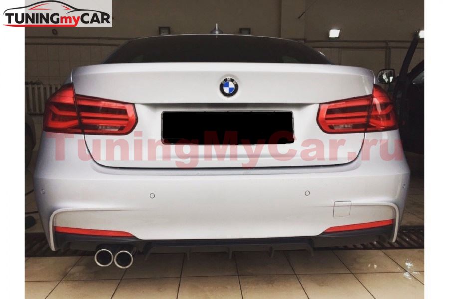 Диффузор заднего бампера для BMW 3-series 2011-2019 черный глянцевый