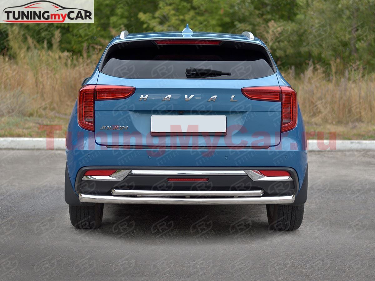 Защита заднего бампера d63 секции-d42 дуга для Haval Jolion 1.5 2WD 2021-