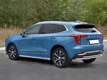 Защита заднего бампера d63 секции-d42 дуга для Haval Jolion 1.5 2WD 2021- 