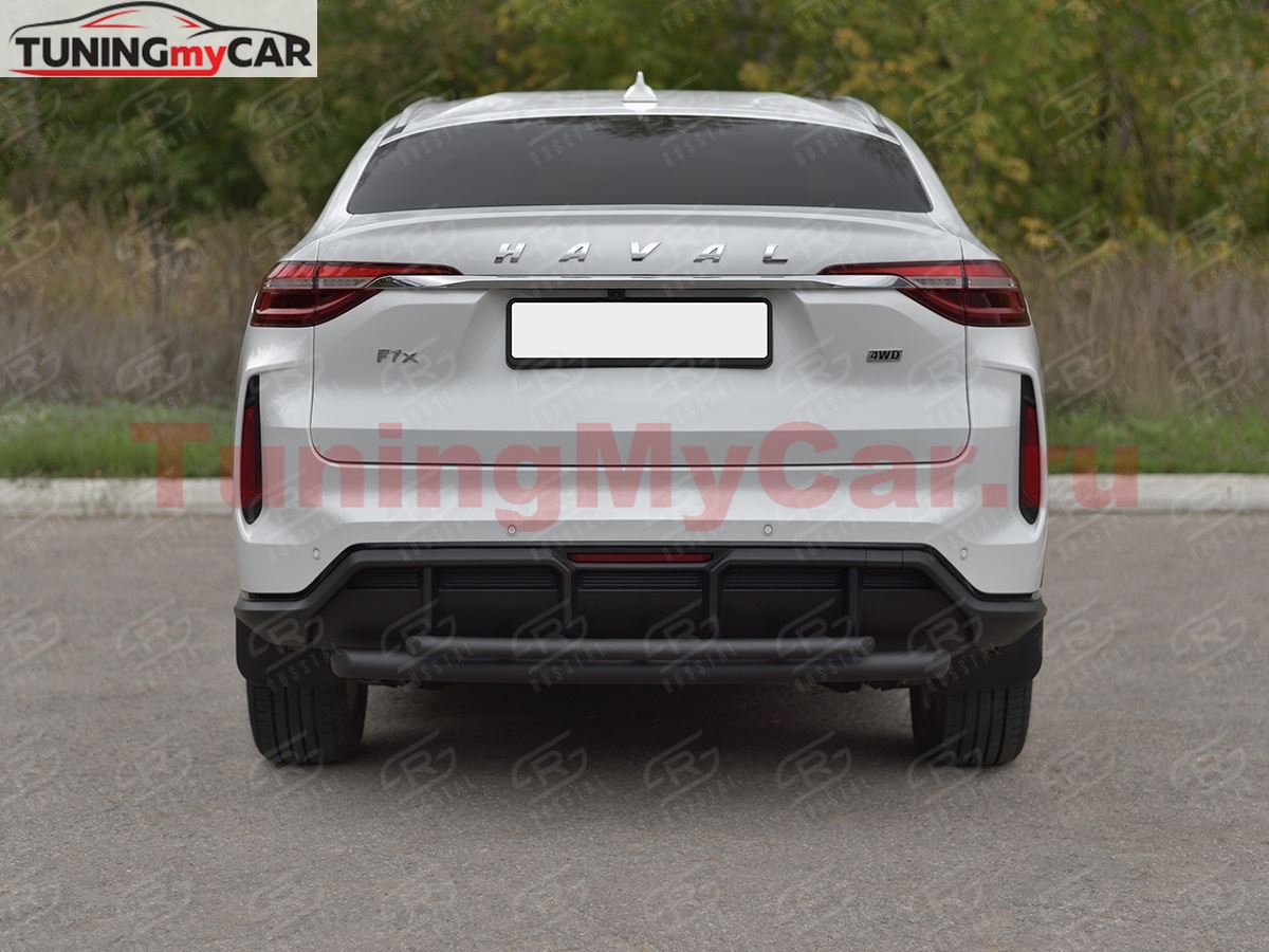 Защита заднего бампера d63 дуга-d42 дуга black для Haval F7X 4WD 2022-