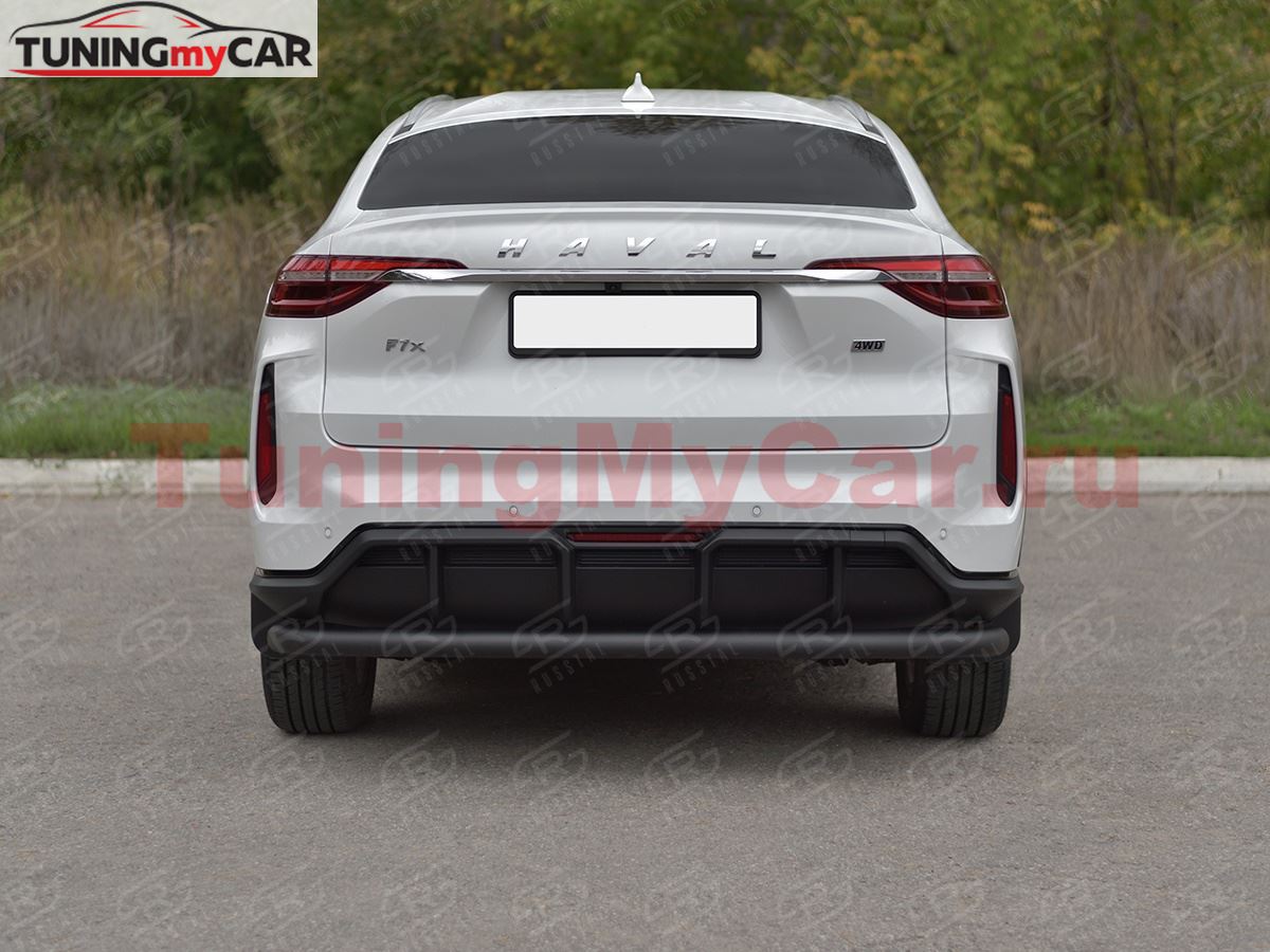 Защита заднего бампера d63 секции black для Haval F7X 4WD 2022-