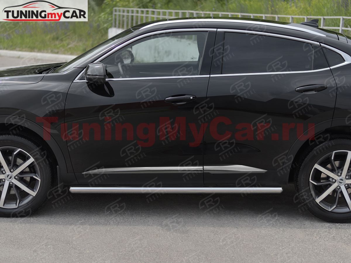 Пороги труба d63 (вариант 3) для Haval F7X 1.5 4WD 2019-2022