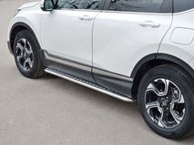  Пороги труба d42 с листом (Лист алюм, проф.сталь) (вариант 2) для HONDA CR-V 2017-2020