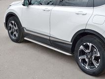  Пороги труба d42 с листом (Лист нерж, проф. нерж) (вариант 3) для HONDA CR-V 2017-2020
