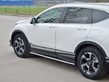 Пороги труба 75х42 овал с проступью для HONDA CR-V 2017-2020 