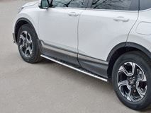 Пороги труба 75х42 овал с проступью для HONDA CR-V 2017-2020 