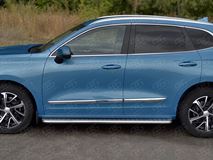 Пороги труба d42 с листом (Лист алюм, проф. нерж) (вариант 1) для Haval Jolion 1.5 2WD 2021- 