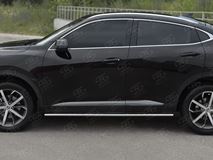 Пороги труба 75х42 овал с проступью для Haval F7X 4WD 2022- 