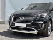 Защита переднего бампера d75х42 дуга для Hyundai Santa FE GRAND 2016-2018 