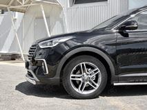Защита переднего бампера d75х42 дуга для Hyundai Santa FE GRAND 2016-2018 