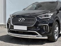 Защита переднего бампера d63 дуга-d42 дуга для Hyundai Santa FE GRAND 2016-2018 