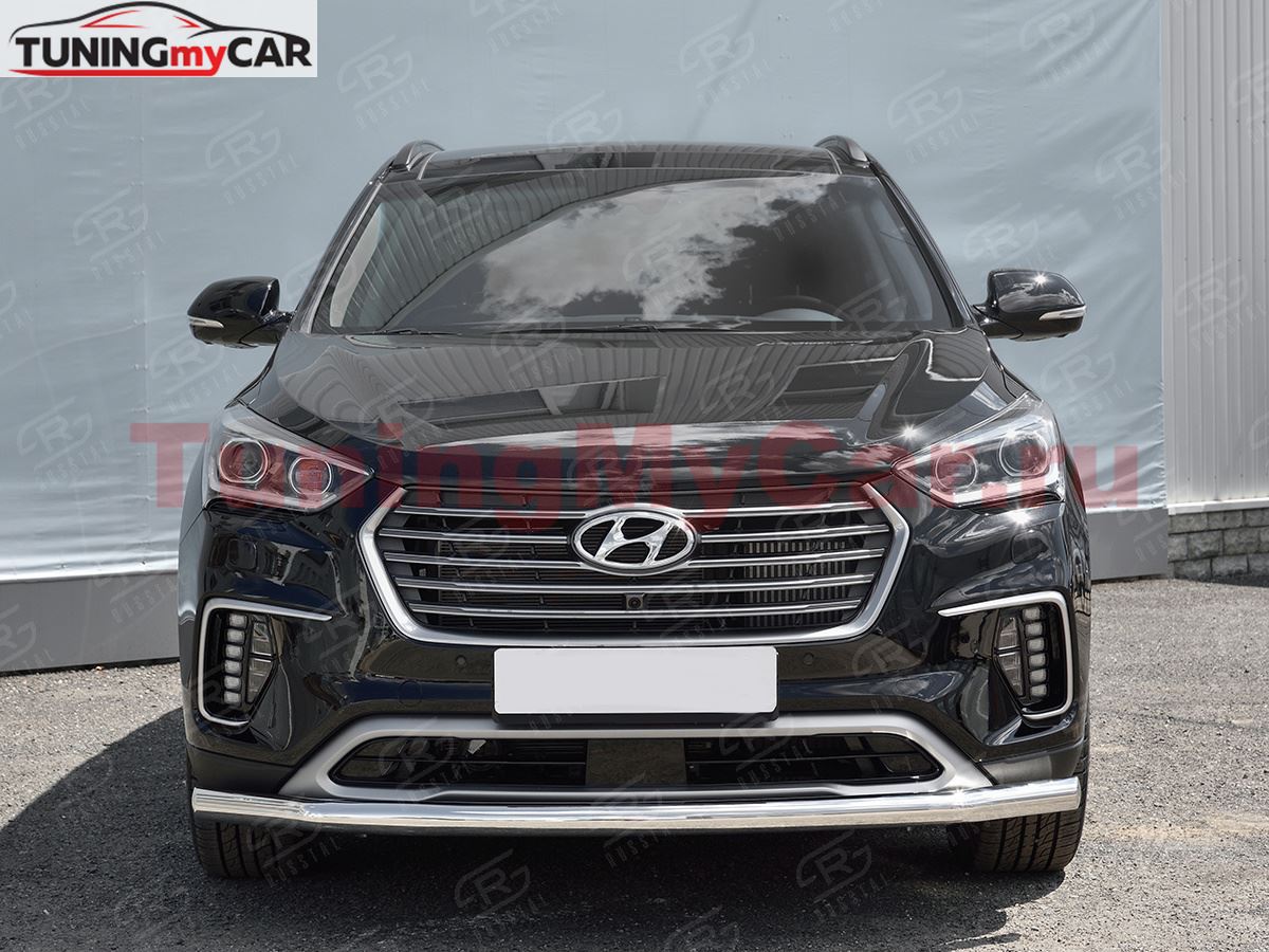 Защита переднего бампера d63 секции для Hyundai Santa FE GRAND 2016-2018