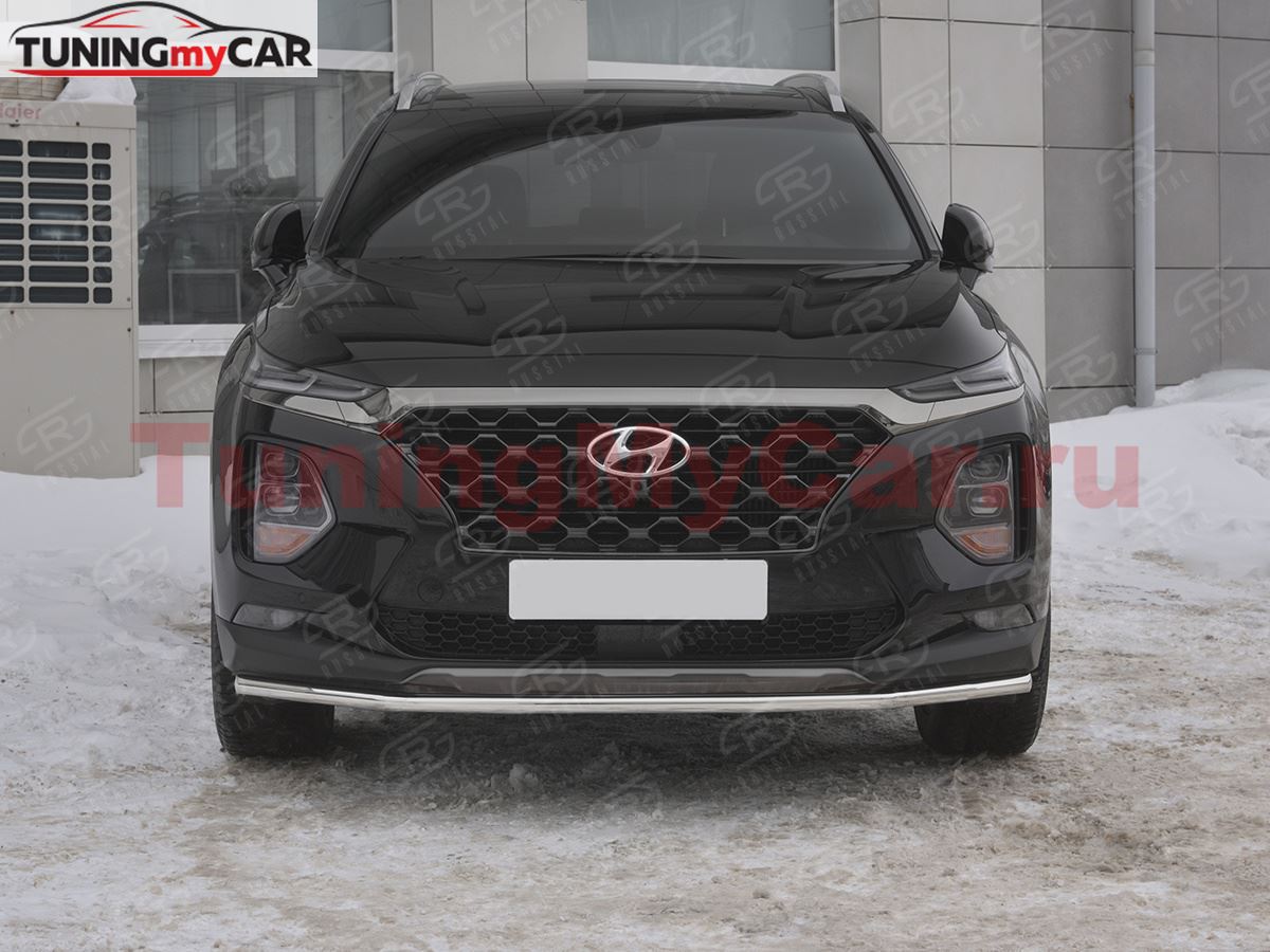 Защита переднего бампера d42 секции для Hyundai Santa FE 2018-2020